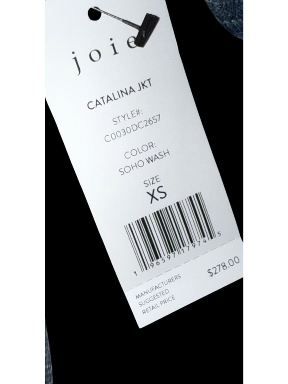 Joie Catalina Denim Jacket Soho Wash Button Front Women's XS New with Tag - Picture 5 of 5